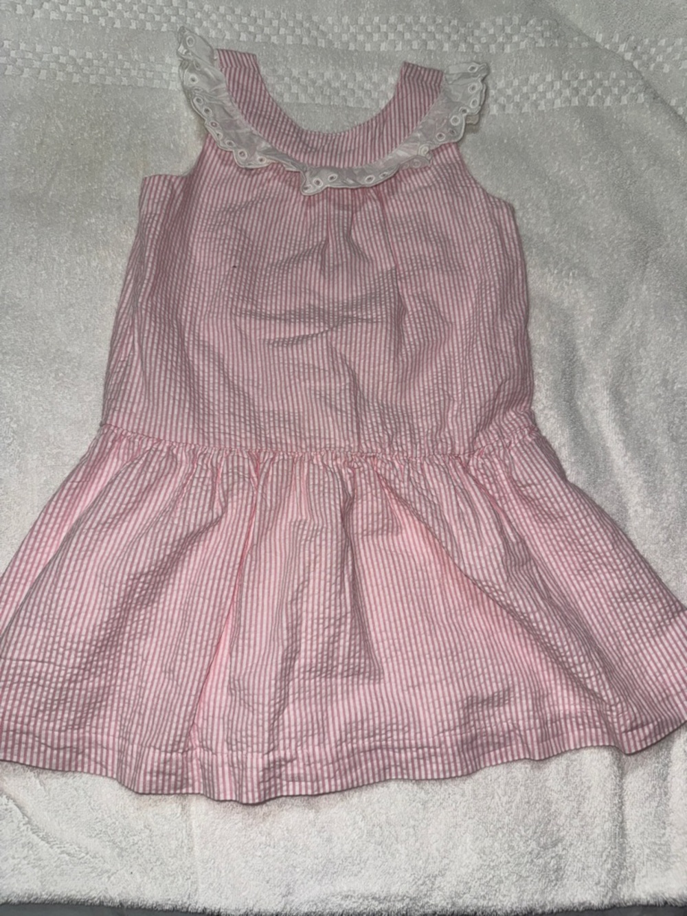 Pink Seersucker Eyelet Collar Sundress- Janie and Jack